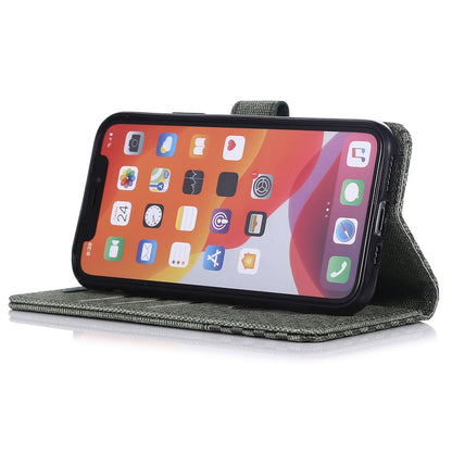 Anti-drop Phone Case For iPhone 13 Pro 6.1 inch, Cloth Texture PU Leather Magnetic Stand Wallet RFID Blocking Scratch-resistant Phone Cover
