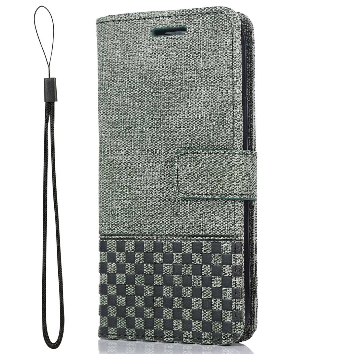 Anti-drop Phone Case For iPhone 13 Pro 6.1 inch, Cloth Texture PU Leather Magnetic Stand Wallet RFID Blocking Scratch-resistant Phone Cover