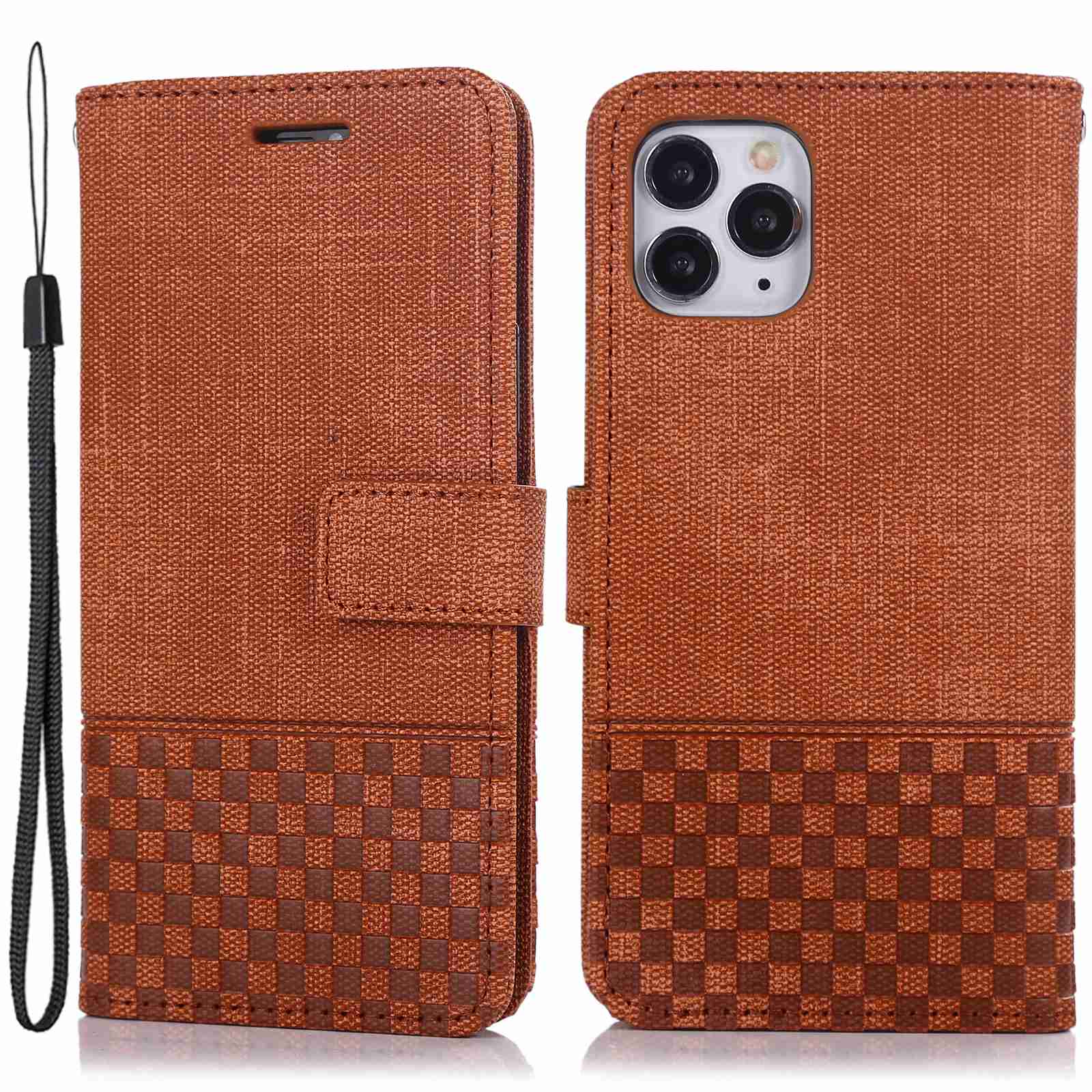 Anti-drop Phone Case For iPhone 13 Pro 6.1 inch, Cloth Texture PU Leather Magnetic Stand Wallet RFID Blocking Scratch-resistant Phone Cover
