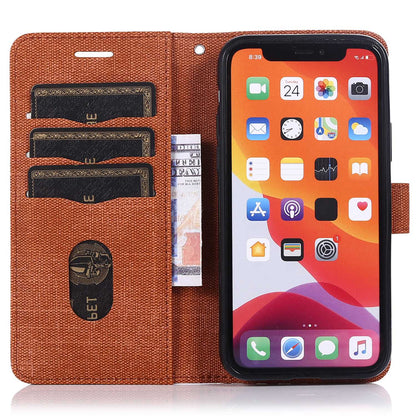 Anti-drop Phone Case For iPhone 13 Pro 6.1 inch, Cloth Texture PU Leather Magnetic Stand Wallet RFID Blocking Scratch-resistant Phone Cover