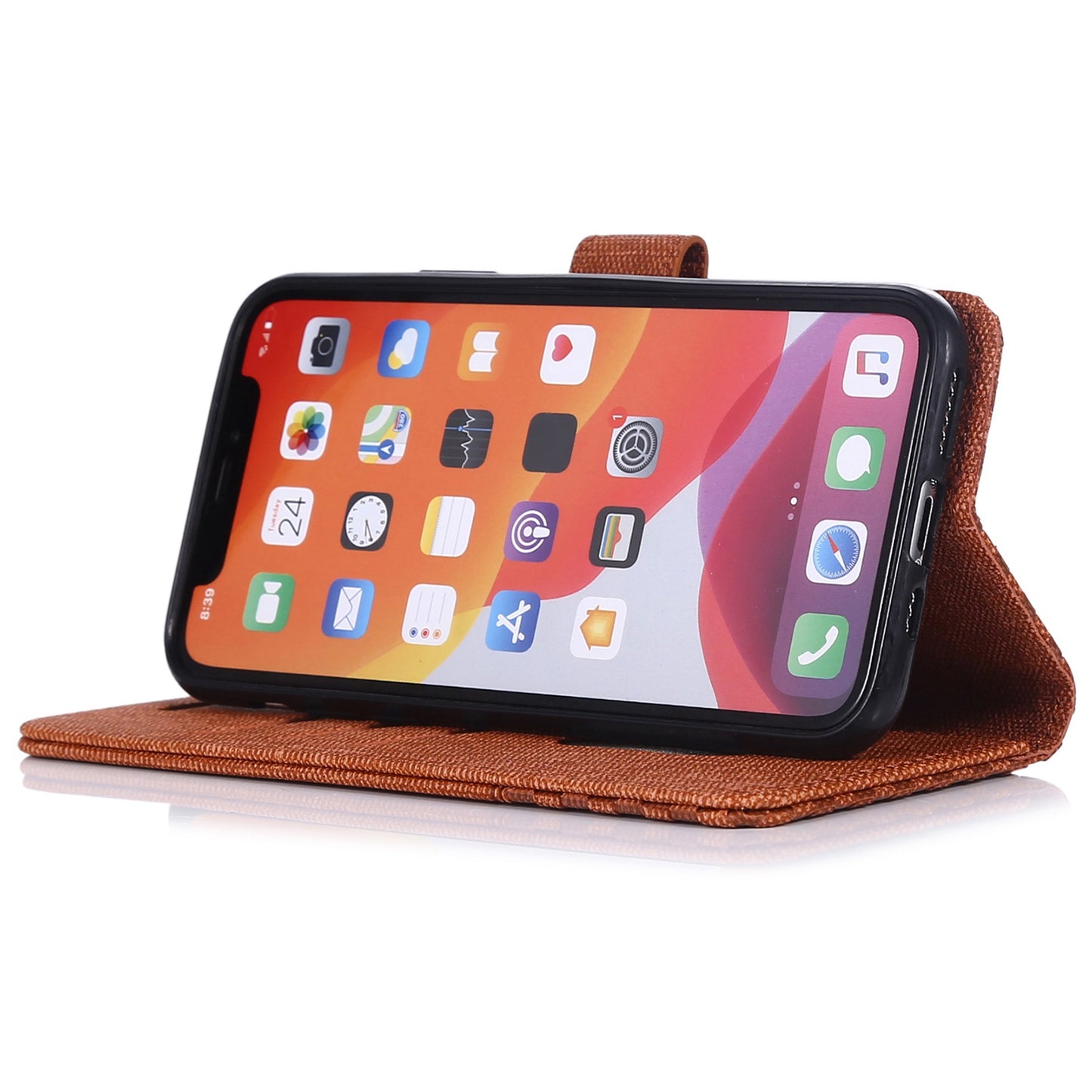 Anti-drop Phone Case For iPhone 13 Pro 6.1 inch, Cloth Texture PU Leather Magnetic Stand Wallet RFID Blocking Scratch-resistant Phone Cover