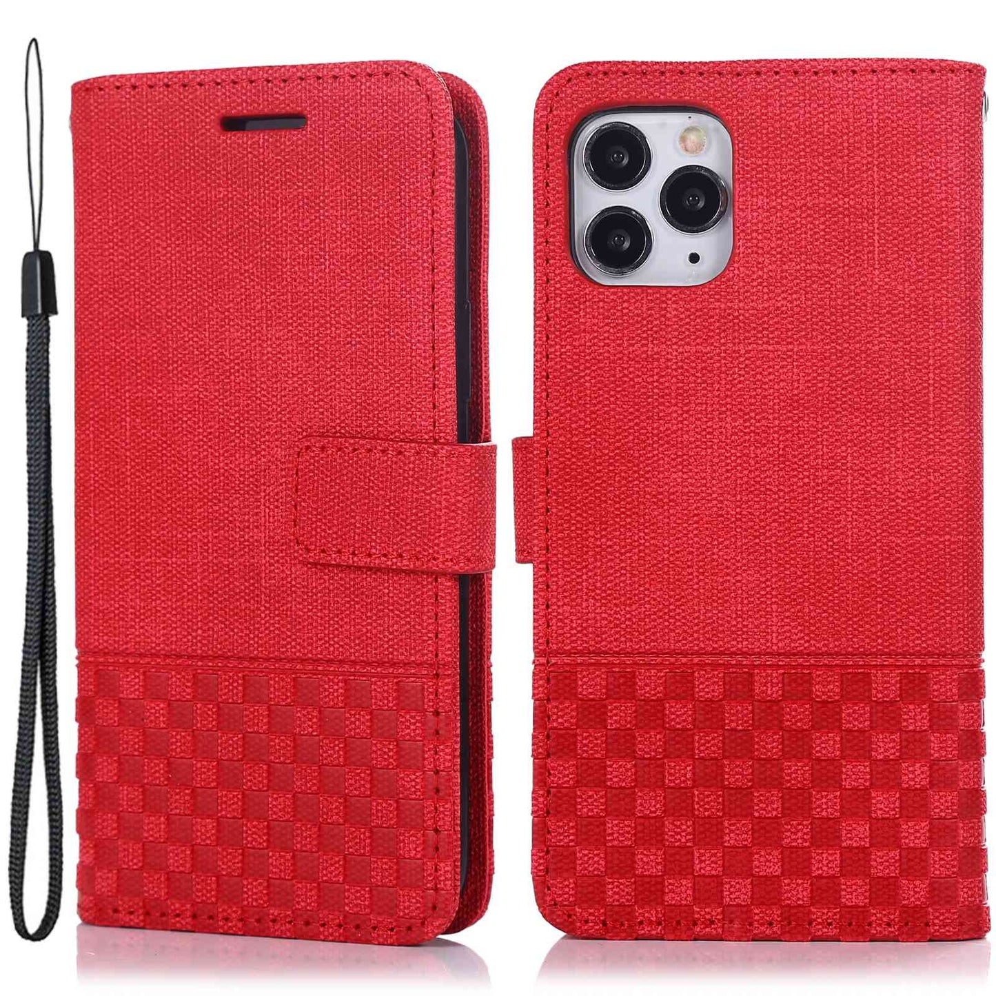 Anti-drop Phone Case For iPhone 13 Pro 6.1 inch, Cloth Texture PU Leather Magnetic Stand Wallet RFID Blocking Scratch-resistant Phone Cover