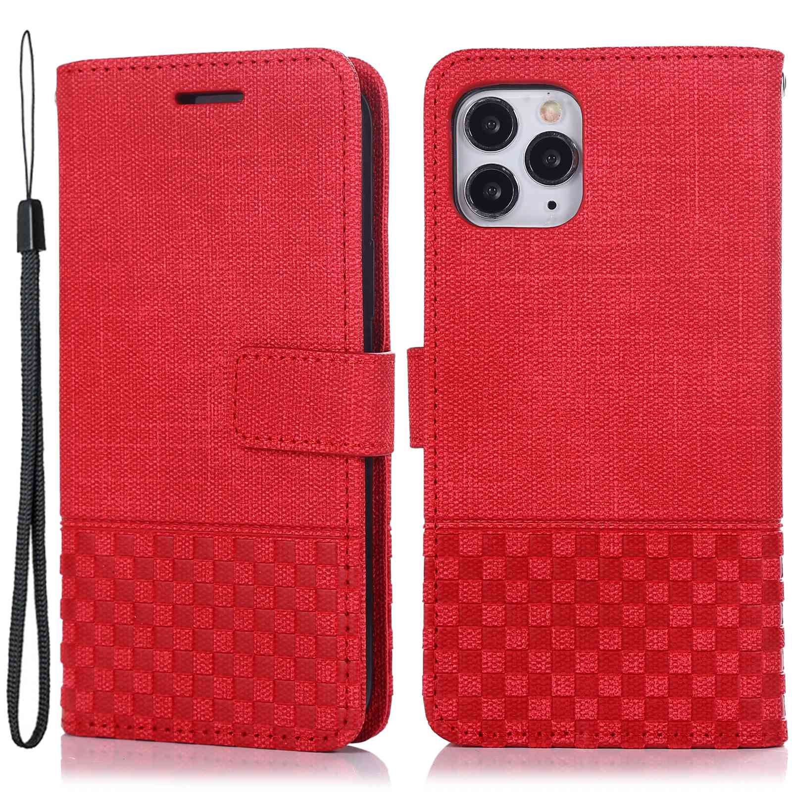 Anti-drop Phone Case For iPhone 13 Pro 6.1 inch, Cloth Texture PU Leather Magnetic Stand Wallet RFID Blocking Scratch-resistant Phone Cover