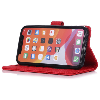 Anti-drop Phone Case For iPhone 13 Pro 6.1 inch, Cloth Texture PU Leather Magnetic Stand Wallet RFID Blocking Scratch-resistant Phone Cover