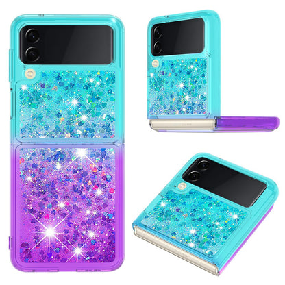 YB Quicksand Series-3 for Samsung Galaxy Z Flip4 5G Soft TPU Back Cover Gradient Quicksand Liquid Flowing Sparkle Shell
