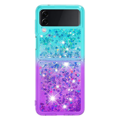 YB Quicksand Series-3 for Samsung Galaxy Z Flip4 5G Soft TPU Back Cover Gradient Quicksand Liquid Flowing Sparkle Shell