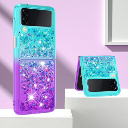 YB Quicksand Series-3 for Samsung Galaxy Z Flip4 5G Soft TPU Back Cover Gradient Quicksand Liquid Flowing Sparkle Shell