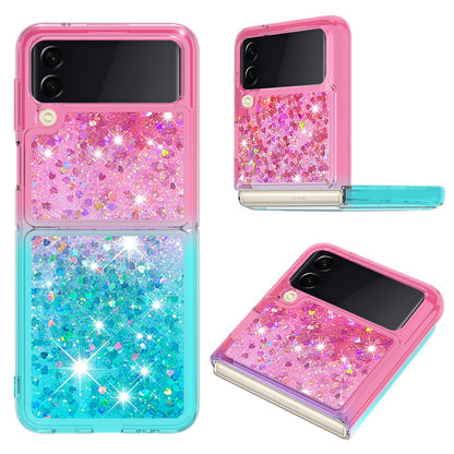 YB Quicksand Series-3 for Samsung Galaxy Z Flip4 5G Soft TPU Back Cover Gradient Quicksand Liquid Flowing Sparkle Shell