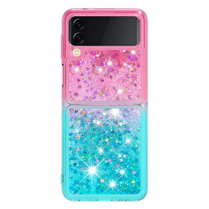 YB Quicksand Series-3 for Samsung Galaxy Z Flip4 5G Soft TPU Back Cover Gradient Quicksand Liquid Flowing Sparkle Shell