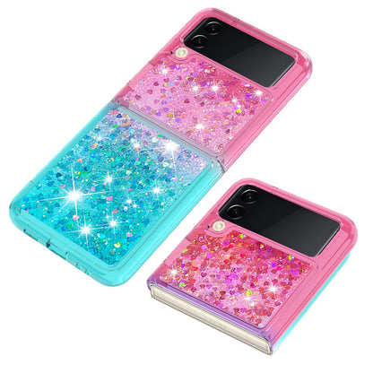 YB Quicksand Series-3 for Samsung Galaxy Z Flip4 5G Soft TPU Back Cover Gradient Quicksand Liquid Flowing Sparkle Shell