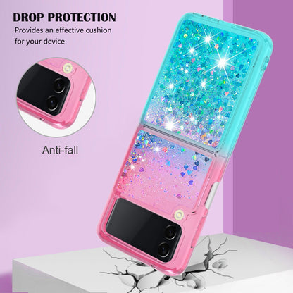 YB Quicksand Series-3 for Samsung Galaxy Z Flip4 5G Soft TPU Back Cover Gradient Quicksand Liquid Flowing Sparkle Shell