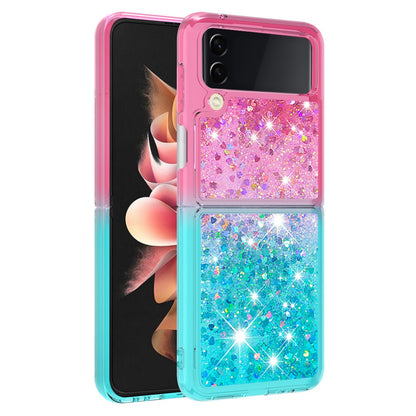 YB Quicksand Series-3 for Samsung Galaxy Z Flip4 5G Soft TPU Back Cover Gradient Quicksand Liquid Flowing Sparkle Shell