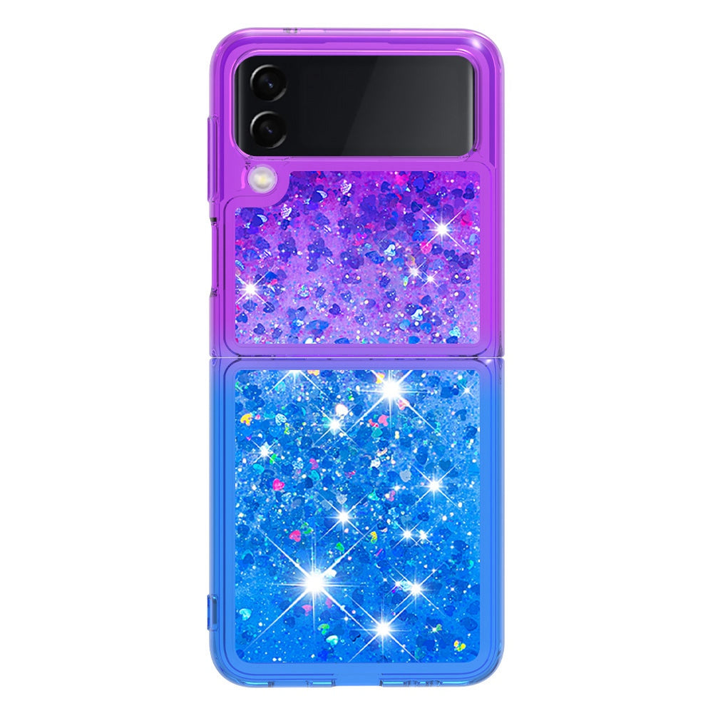 YB Quicksand Series-3 for Samsung Galaxy Z Flip4 5G Soft TPU Back Cover Gradient Quicksand Liquid Flowing Sparkle Shell