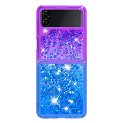 YB Quicksand Series-3 for Samsung Galaxy Z Flip4 5G Soft TPU Back Cover Gradient Quicksand Liquid Flowing Sparkle Shell