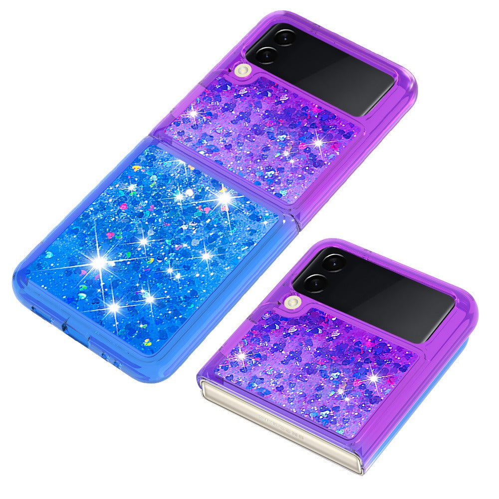 YB Quicksand Series-3 for Samsung Galaxy Z Flip4 5G Soft TPU Back Cover Gradient Quicksand Liquid Flowing Sparkle Shell