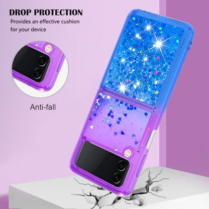 YB Quicksand Series-3 for Samsung Galaxy Z Flip4 5G Soft TPU Back Cover Gradient Quicksand Liquid Flowing Sparkle Shell