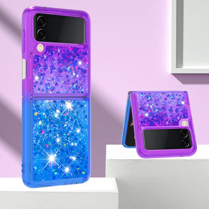 YB Quicksand Series-3 for Samsung Galaxy Z Flip4 5G Soft TPU Back Cover Gradient Quicksand Liquid Flowing Sparkle Shell
