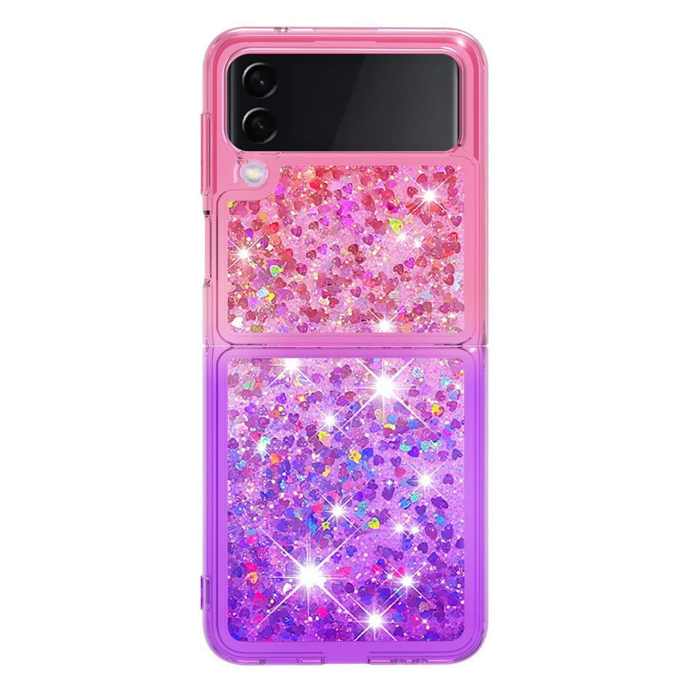 YB Quicksand Series-3 for Samsung Galaxy Z Flip4 5G Soft TPU Back Cover Gradient Quicksand Liquid Flowing Sparkle Shell