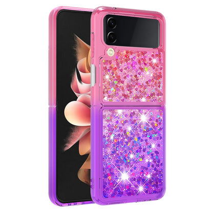 YB Quicksand Series-3 for Samsung Galaxy Z Flip4 5G Soft TPU Back Cover Gradient Quicksand Liquid Flowing Sparkle Shell