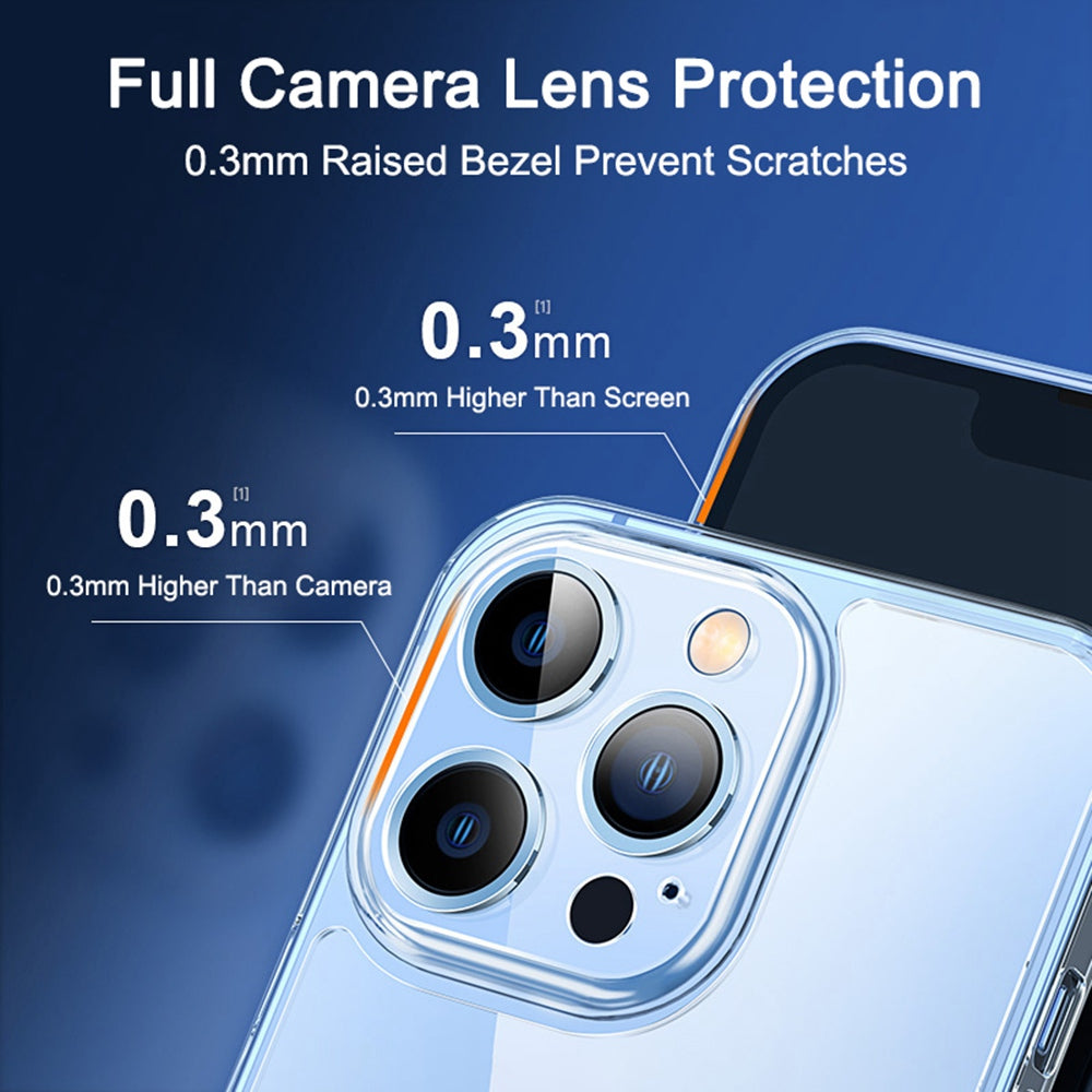 YOOBAO For iPhone 13 Pro 6.1 inch Phone Case, Transparent Tempered Glass Back + Silicone Frame Phone Cover Drop-proof Cell Phone Protector