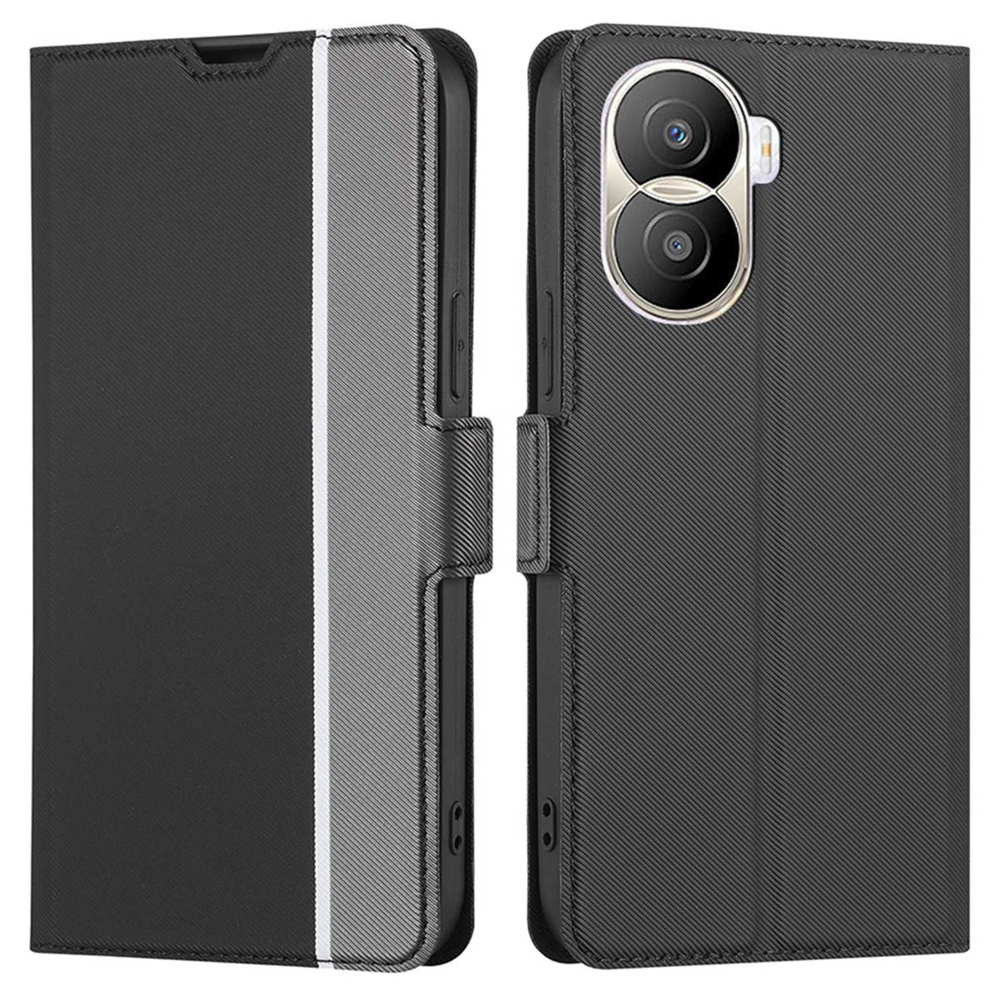 For Honor X40i 5G Twill Texture PU Leather Full Coverage Folio Book Case with Card Holder Dual Magnetic Clasp Stand Function Protective Cover