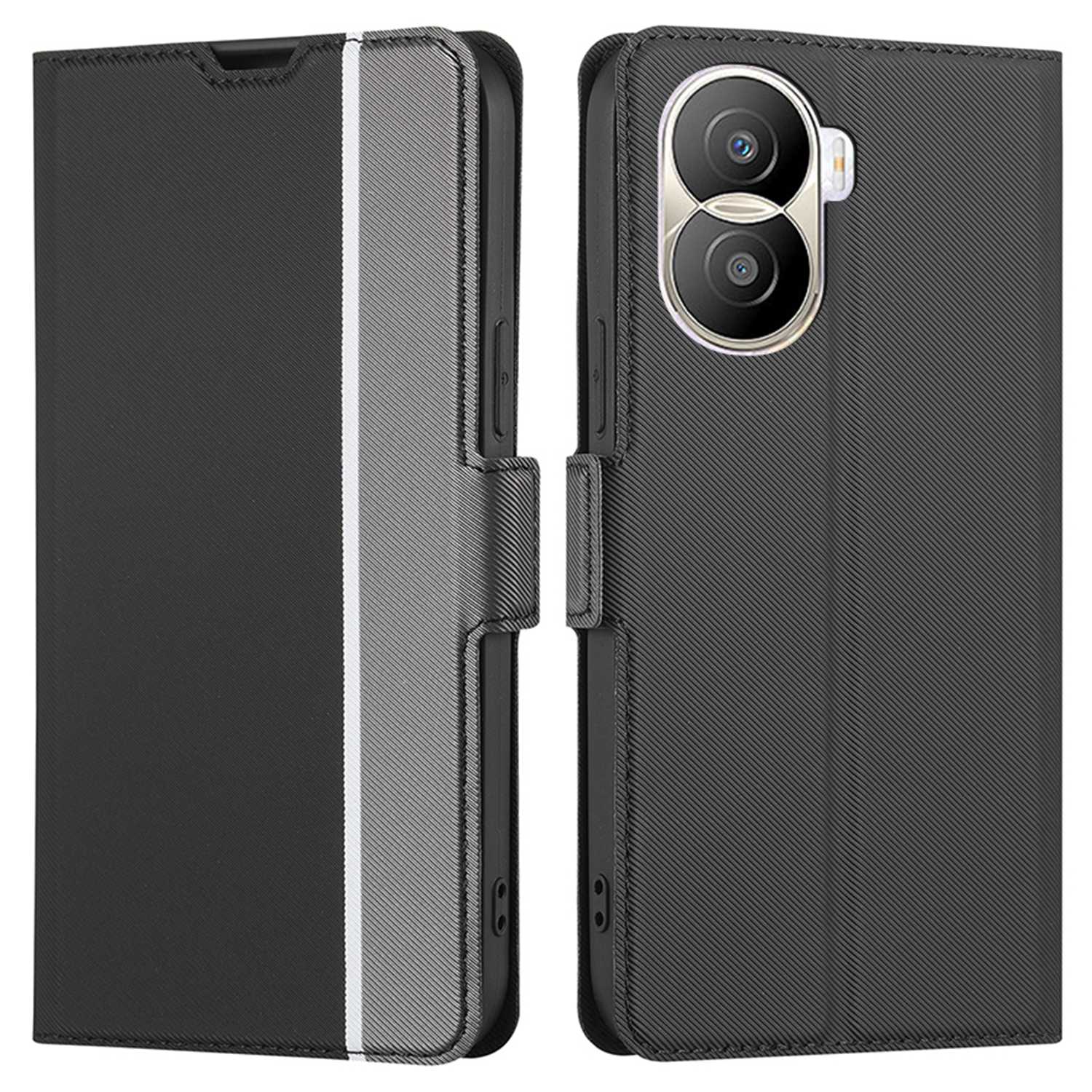 For Honor X40i 5G Twill Texture PU Leather Full Coverage Folio Book Case with Card Holder Dual Magnetic Clasp Stand Function Protective Cover