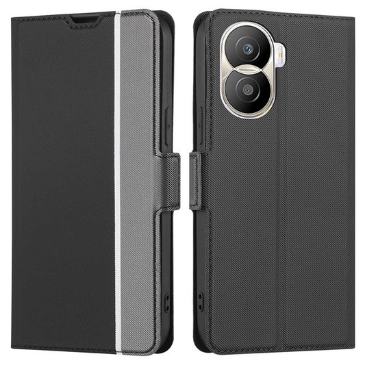 For Honor X40i 5G Twill Texture PU Leather Full Coverage Folio Book Case with Card Holder Dual Magnetic Clasp Stand Function Protective Cover