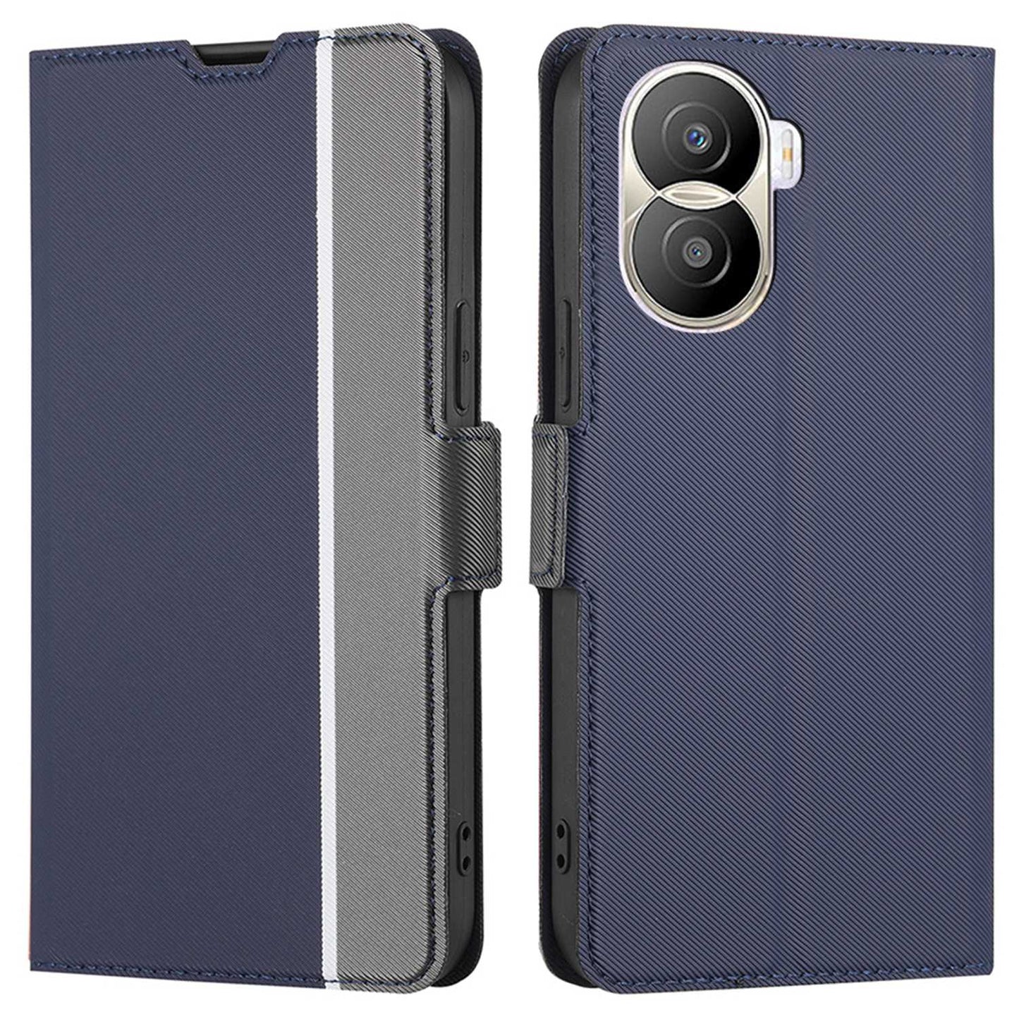 For Honor X40i 5G Twill Texture PU Leather Full Coverage Folio Book Case with Card Holder Dual Magnetic Clasp Stand Function Protective Cover