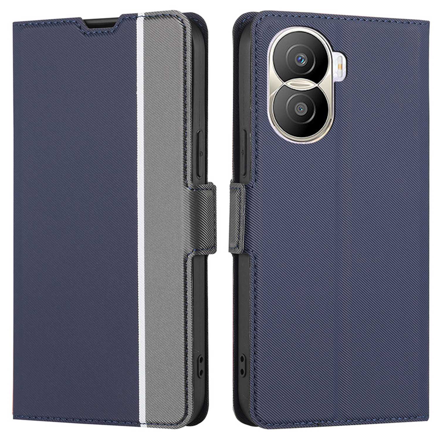 For Honor X40i 5G Twill Texture PU Leather Full Coverage Folio Book Case with Card Holder Dual Magnetic Clasp Stand Function Protective Cover