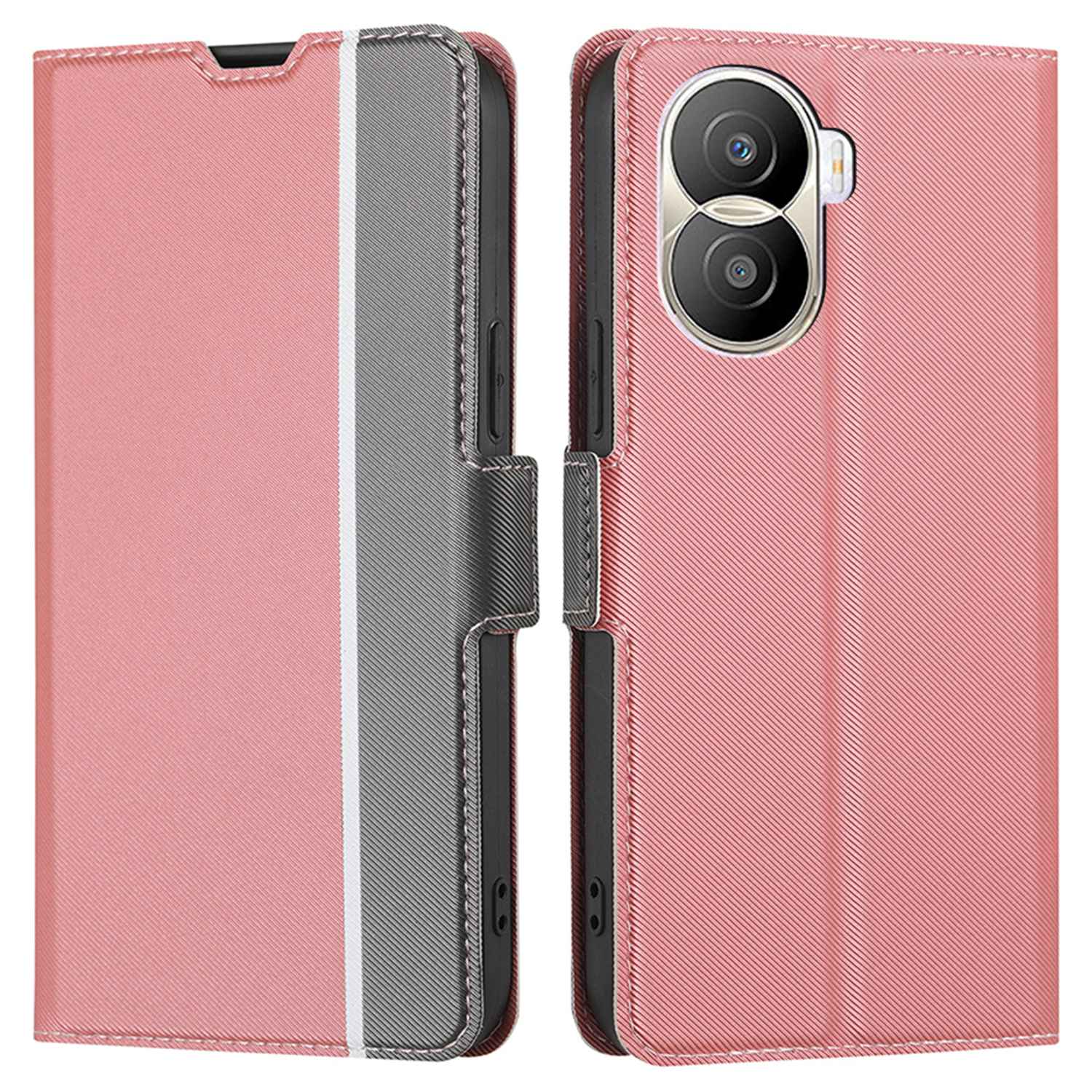 For Honor X40i 5G Twill Texture PU Leather Full Coverage Folio Book Case with Card Holder Dual Magnetic Clasp Stand Function Protective Cover