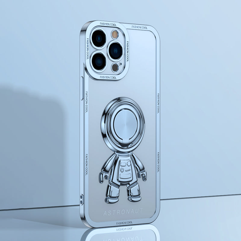 YOOBAO TPU Phone Case For iPhone 13 Pro 6.1 inch Spaceman Design Electroplating Anti-wear Protective Back Cover Kickstand