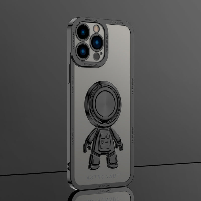 YOOBAO TPU Phone Case For iPhone 13 Pro 6.1 inch Spaceman Design Electroplating Anti-wear Protective Back Cover Kickstand