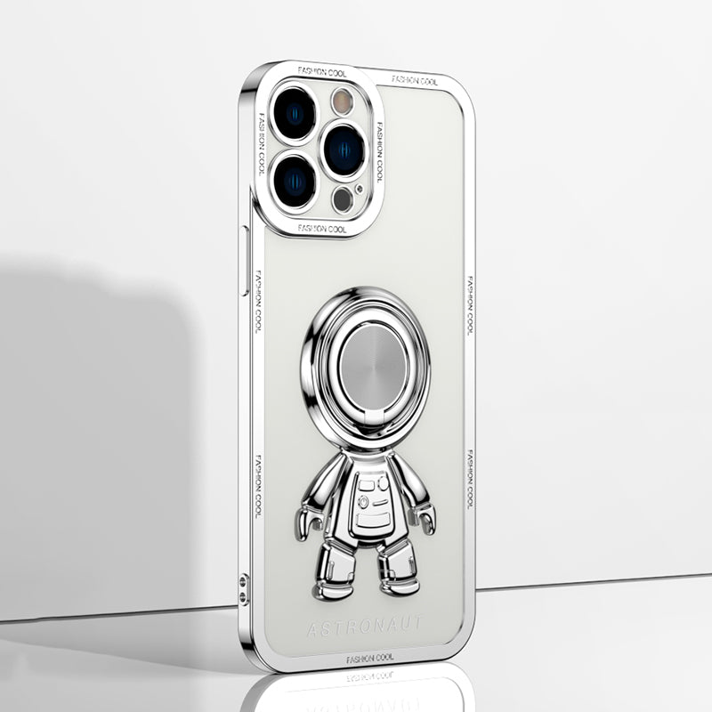 YOOBAO TPU Phone Case For iPhone 13 Pro 6.1 inch Spaceman Design Electroplating Anti-wear Protective Back Cover Kickstand