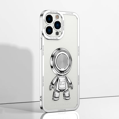YOOBAO TPU Phone Case For iPhone 13 Pro 6.1 inch Spaceman Design Electroplating Anti-wear Protective Back Cover Kickstand
