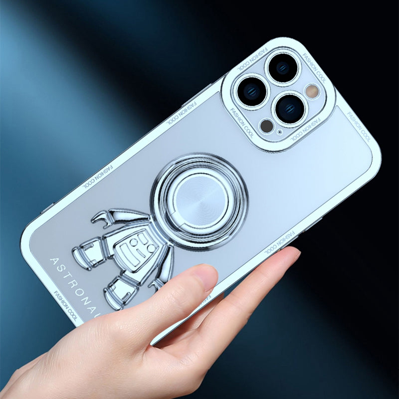 YOOBAO TPU Phone Case For iPhone 13 Pro 6.1 inch Spaceman Design Electroplating Anti-wear Protective Back Cover Kickstand