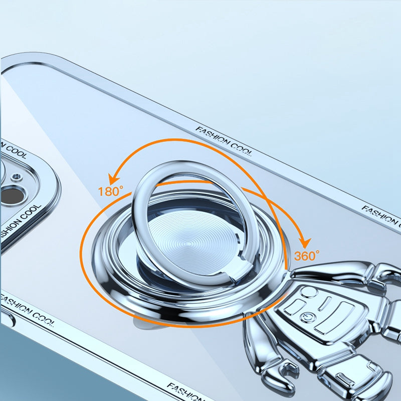 YOOBAO TPU Phone Case For iPhone 13 Pro 6.1 inch Spaceman Design Electroplating Anti-wear Protective Back Cover Kickstand