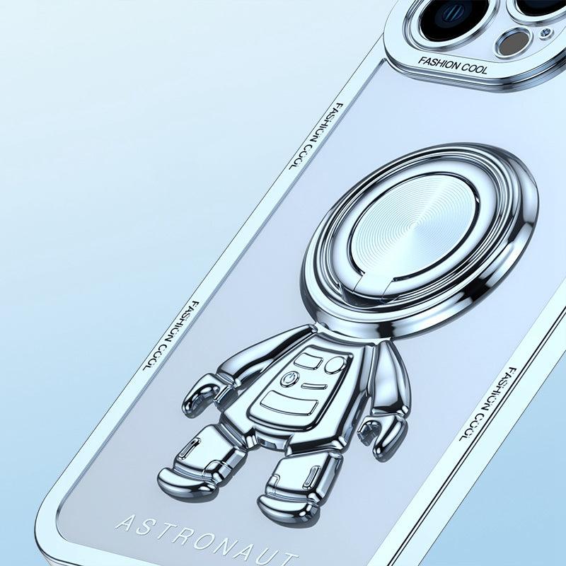 YOOBAO TPU Phone Case For iPhone 13 Pro 6.1 inch Spaceman Design Electroplating Anti-wear Protective Back Cover Kickstand