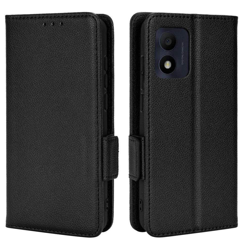 Litchi Texture Phone Cover for Alcatel 1B (2022) / TCL 303, PU Leather Folio Flip Case with Wallet Stand