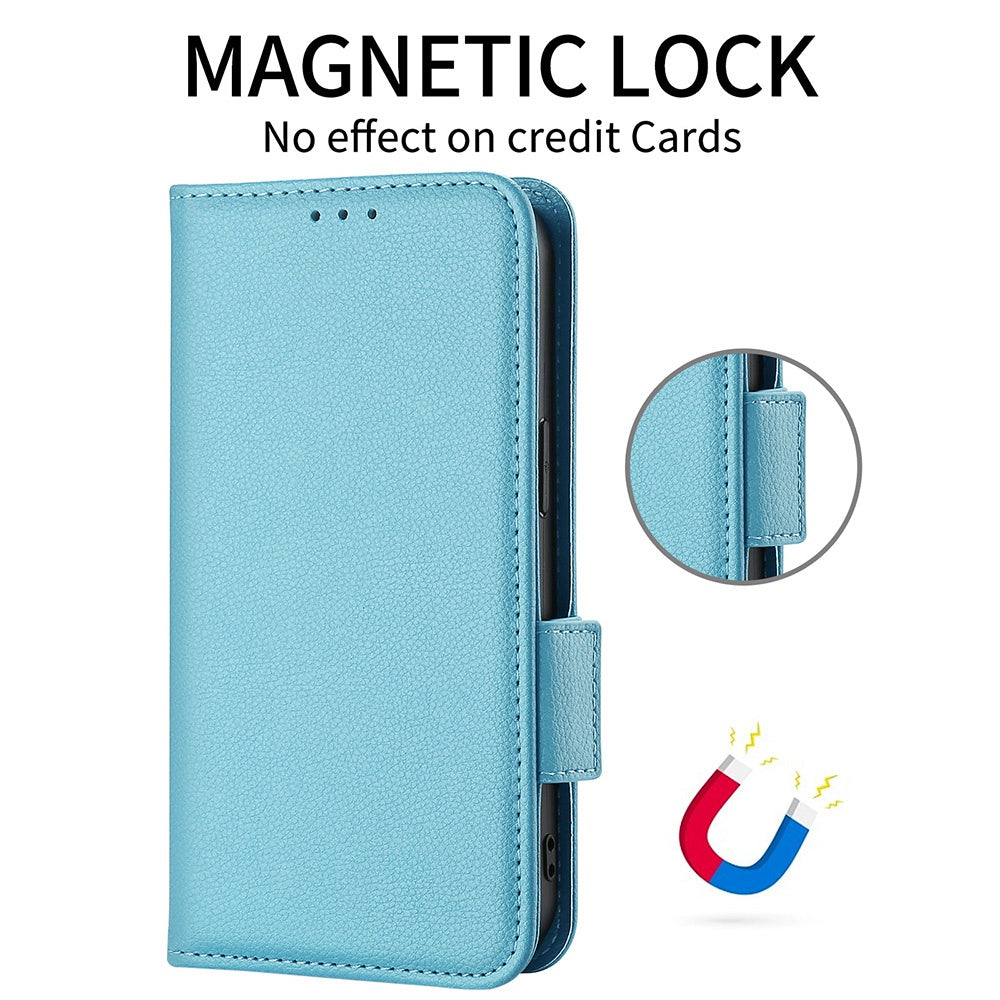 Litchi Texture Phone Cover for Alcatel 1B (2022) / TCL 303, PU Leather Folio Flip Case with Wallet Stand