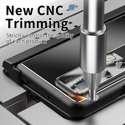 For Huawei Mate X2 Lens Protection Hinge + Stylus Pen Design PC+Aluminum Alloy Anti-fall Kickstand Phone Case with Tempered Glass Screen Film