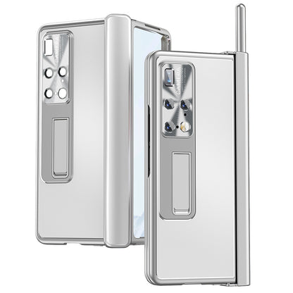 For Huawei Mate X2 Lens Protection Hinge + Stylus Pen Design PC+Aluminum Alloy Anti-fall Kickstand Phone Case with Tempered Glass Screen Film