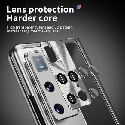 For Huawei Mate X2 Lens Protection Hinge + Stylus Pen Design PC+Aluminum Alloy Anti-fall Kickstand Phone Case with Tempered Glass Screen Film