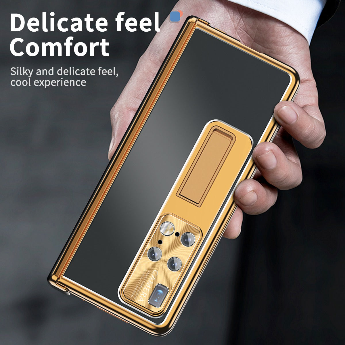 For Huawei Mate X2 Lens Protection Hinge + Stylus Pen Design PC+Aluminum Alloy Anti-fall Kickstand Phone Case with Tempered Glass Screen Film