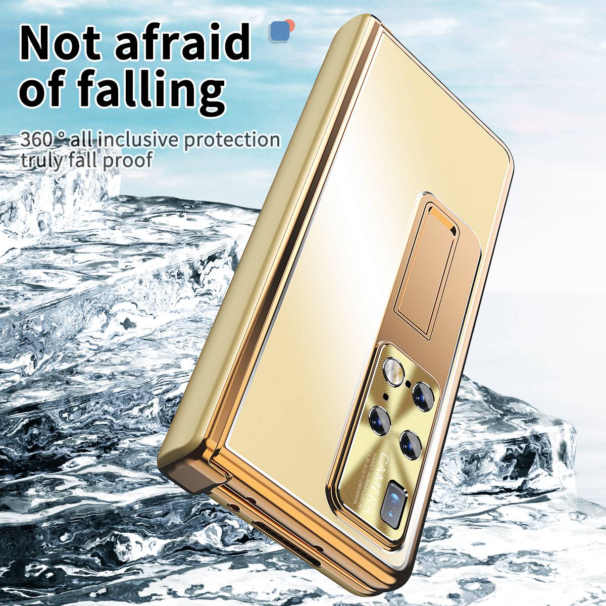 For Huawei Mate X2 Lens Protection Hinge + Stylus Pen Design PC+Aluminum Alloy Anti-fall Kickstand Phone Case with Tempered Glass Screen Film