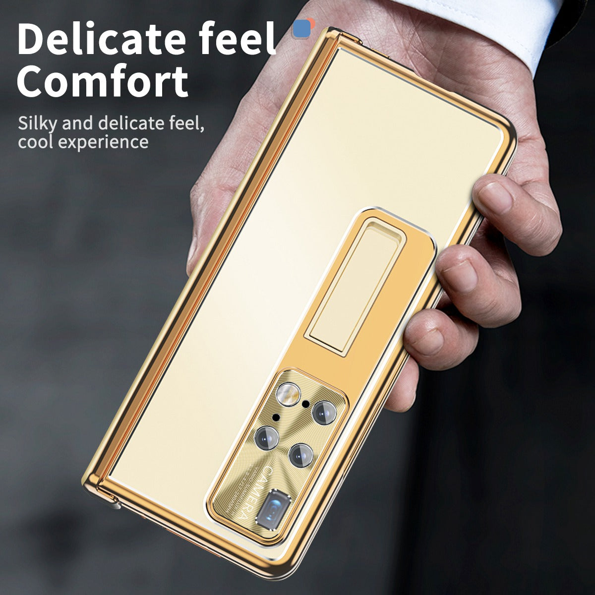 For Huawei Mate X2 Lens Protection Hinge + Stylus Pen Design PC+Aluminum Alloy Anti-fall Kickstand Phone Case with Tempered Glass Screen Film