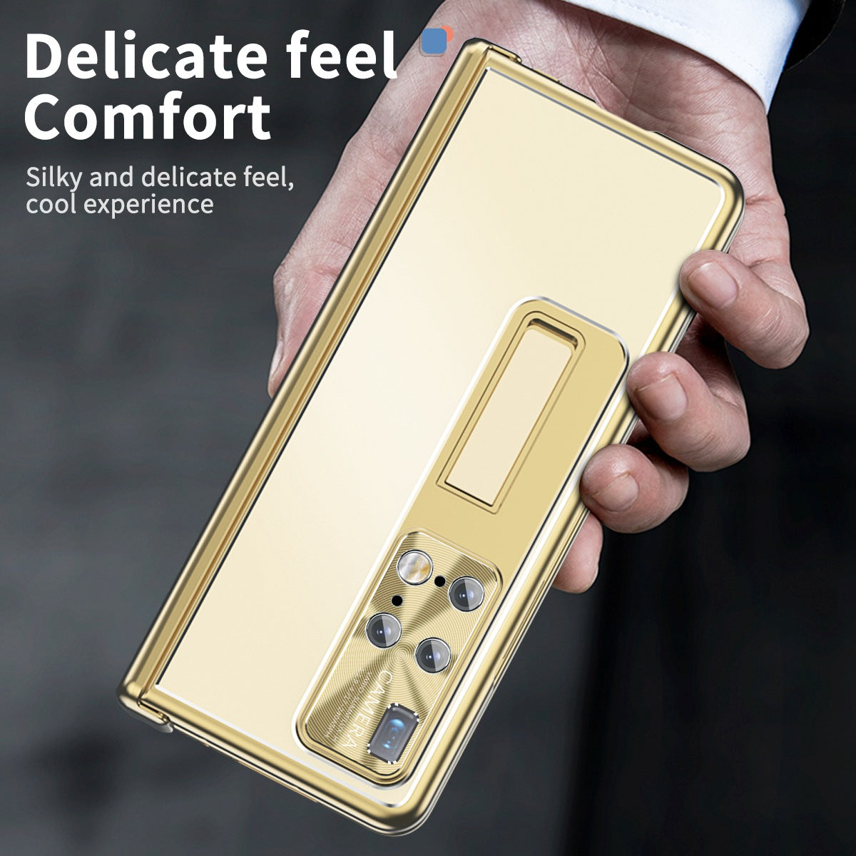 For Huawei Mate X2 Lens Protection Hinge + Stylus Pen Design PC+Aluminum Alloy Anti-fall Kickstand Phone Case with Tempered Glass Screen Film