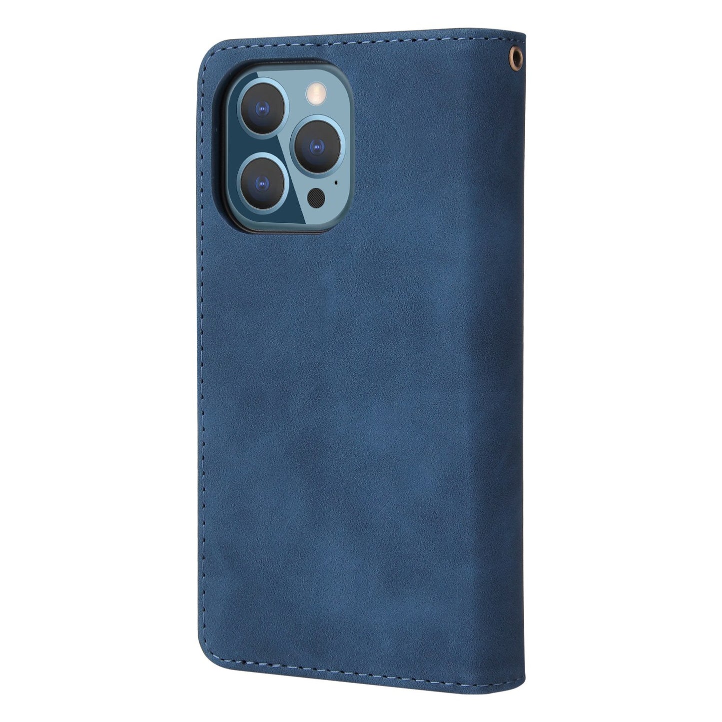 For iPhone 13 Pro 6.1 inch Zipper Pocket Design PU Leather Mobile Phone Wallet Stand Cover Multi Card Slots Drop-proof Case