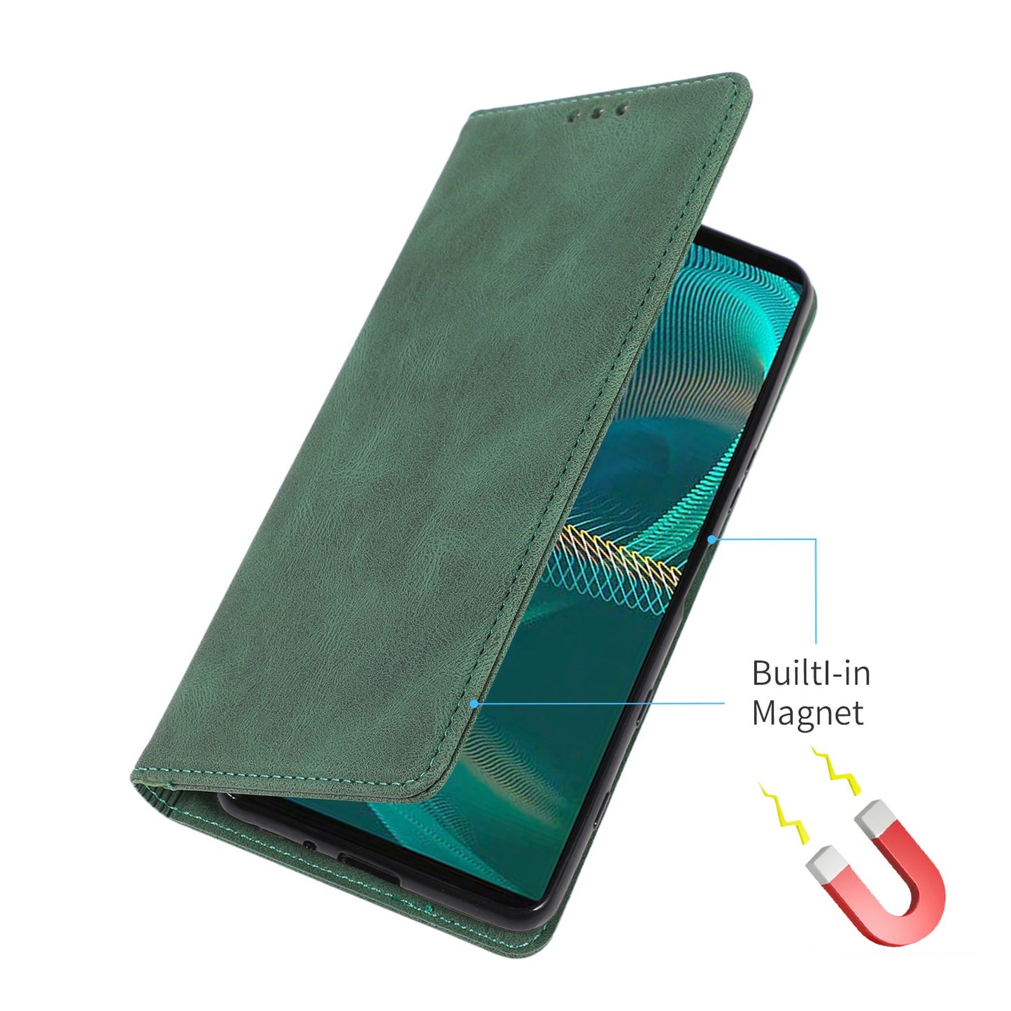 For Sony Xperia 5 III 5G Shockproof Case PU Leather Wallet Phone Shell Magnetic Closure Stand Cover