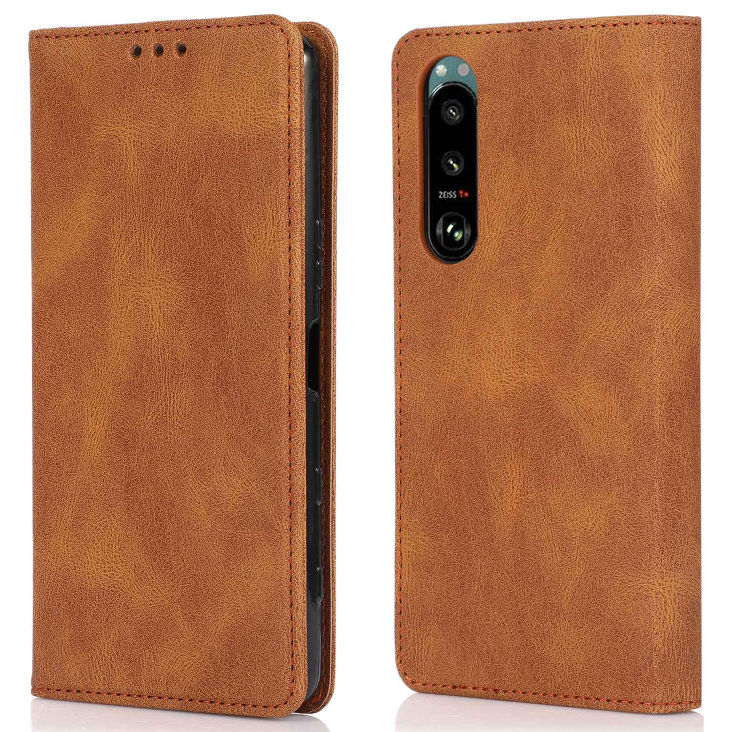 For Sony Xperia 5 III 5G Shockproof Case PU Leather Wallet Phone Shell Magnetic Closure Stand Cover