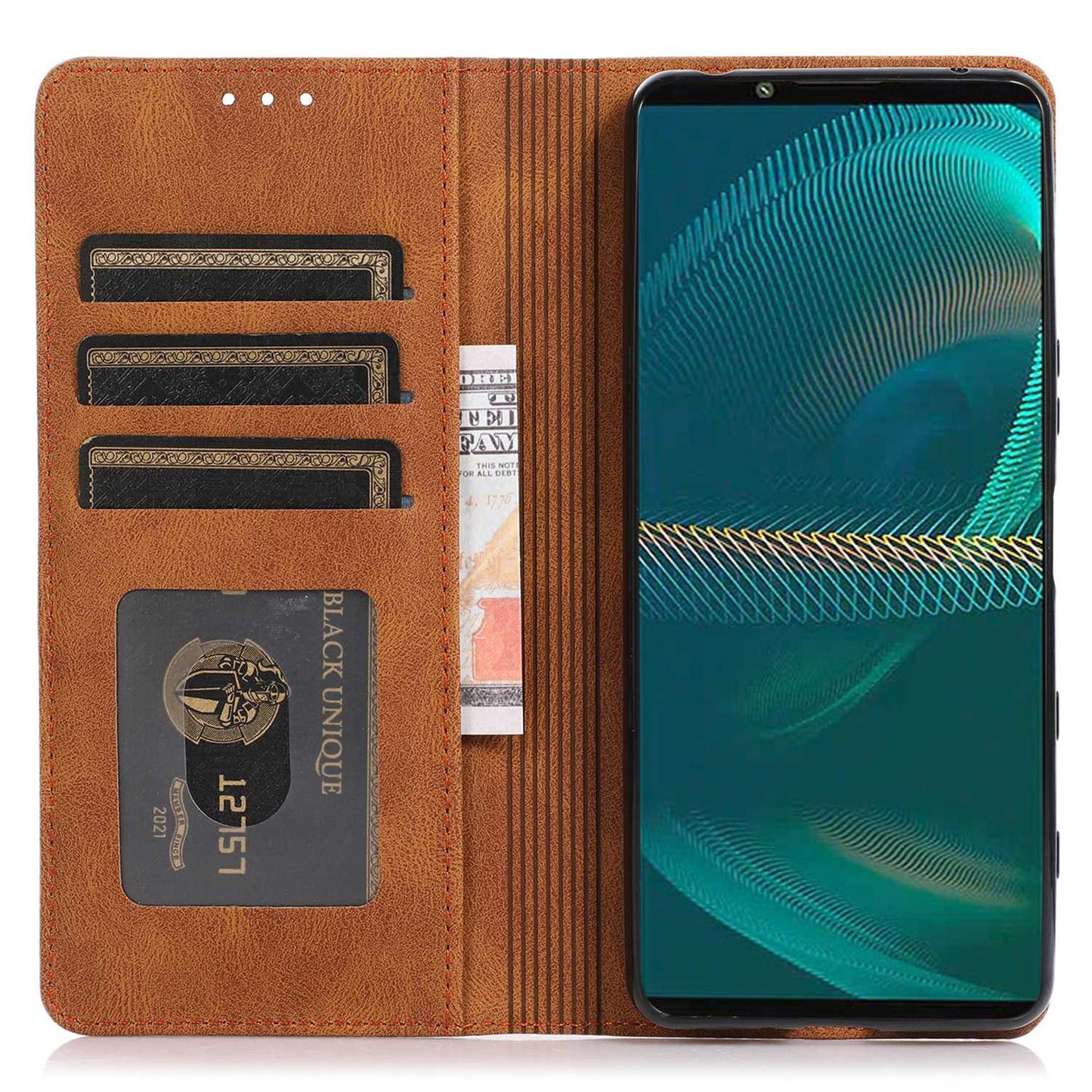 For Sony Xperia 5 III 5G Shockproof Case PU Leather Wallet Phone Shell Magnetic Closure Stand Cover